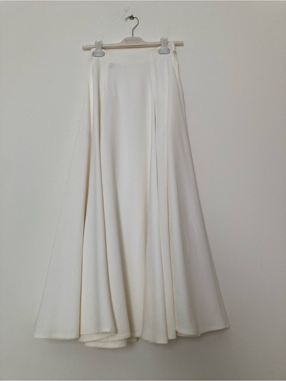 Women's Cream Full-Length A-Line Skirt by Ozbek. Made in Italy.
